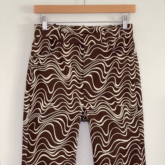 NWT & Other Stories Printed Kick Flare Trousers Twill Cotton Pant Brown Wave 4 - Picture 9 of 15